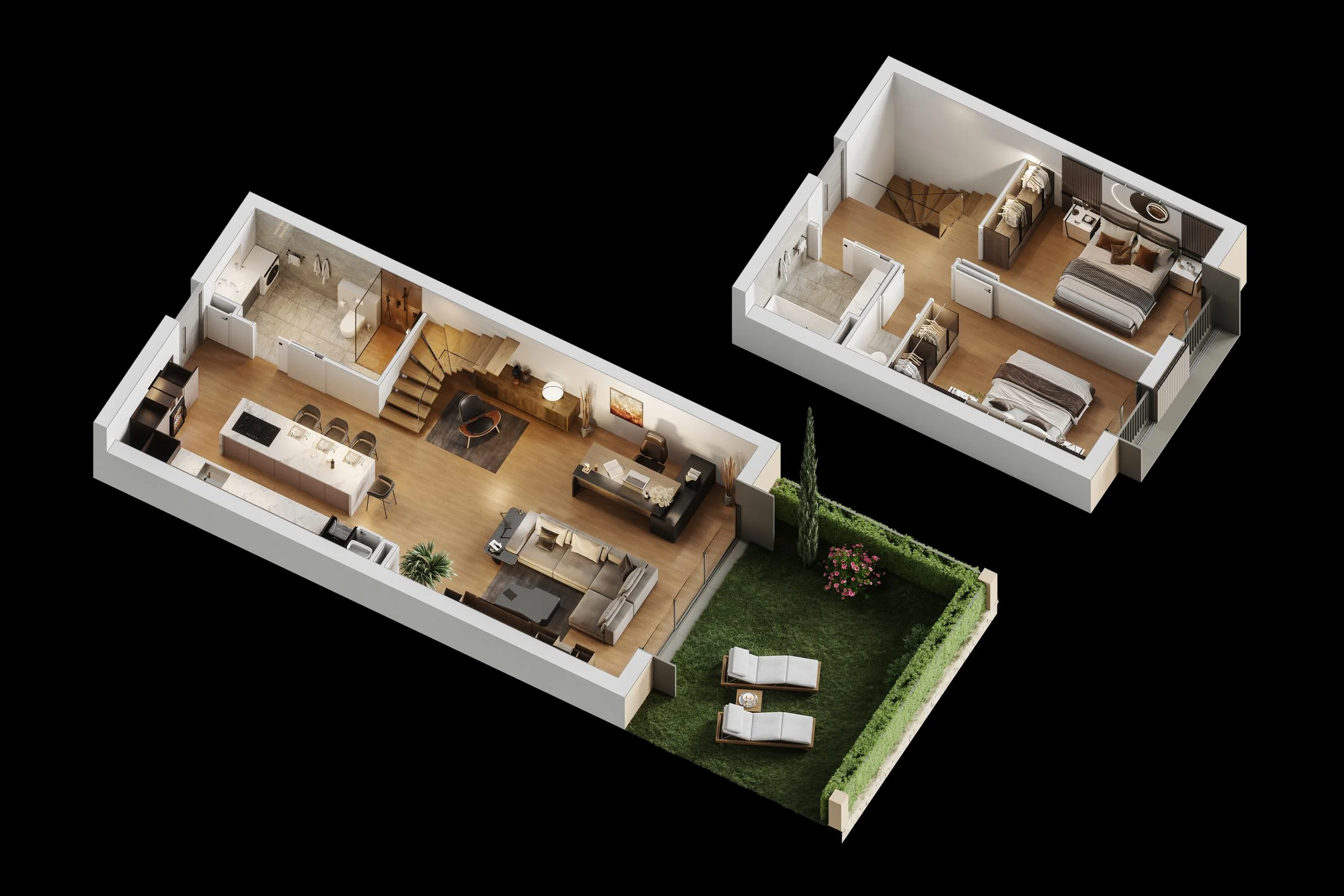 Axonométrie Lot 2 fond noir